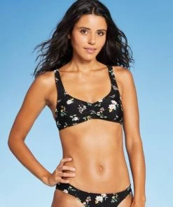 Top 10 🛒 Juniors' Cinch-Front Bralette Bikini Top - Xhilaration™ Black Floral Print 😍 -Swimsuits Official Site unnamed file 3606