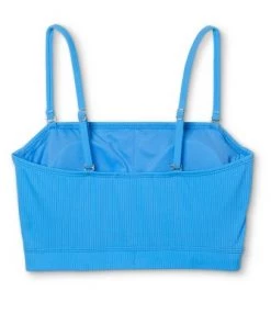 Best Sale 😀 Juniors' Ribbed Longline Bandeau Bikini Top - Xhilaration™ Blue 🎉 -Swimsuits Official Site unnamed file 3628