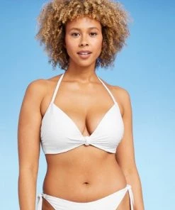 Best reviews of 👏 Women's Light Lift Knot-Front Foil Ribbed Bikini Top - Shade & Shore™ White 🤩 -Swimsuits Official Site unnamed file 3631
