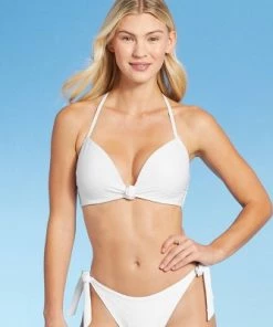 Best reviews of 👏 Women's Light Lift Knot-Front Foil Ribbed Bikini Top - Shade & Shore™ White 🤩 -Swimsuits Official Site unnamed file 3648