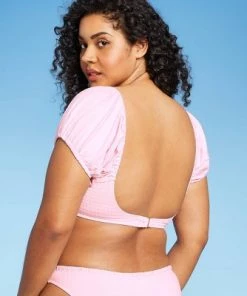 Deals 👏 Juniors' Textured Puff Sleeve Underwire Bikini Top - Xhilaration™ Light Pink ⌛ -Swimsuits Official Site unnamed file 3656
