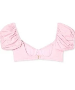 Deals 👏 Juniors' Textured Puff Sleeve Underwire Bikini Top - Xhilaration™ Light Pink ⌛ -Swimsuits Official Site unnamed file 3658