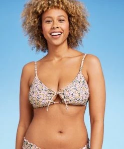 Buy ⭐ Women's Keyhole Bralette Bikini Top - Shade & Shore™ Yellow Floral ❤️ -Swimsuits Official Site unnamed file 3661