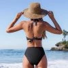 Flash Sale 🛒 Women's Black Halter Self Tie Bikini Set V Neck Backless Swimsuit - Cupshe, S 😍 -Swimsuits Official Site unnamed file 368