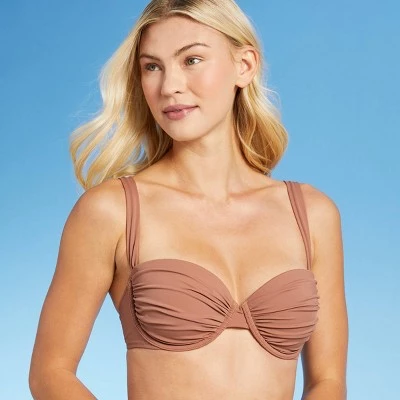 Flash Sale 🛒 Women's Lightly Lined Shirred Cup Bikini Top - Shade & Shore™ Hazelnut Brown 🧨 4 Flash Sale 🛒 Women's Lightly Lined Shirred Cup Bikini Top - Shade & Shore™ Hazelnut Brown 🧨 - Image 2