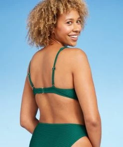 New 😍 Women's Square Wire Ribbed Triangle Bikini Top - Shade & Shore™ Evergreen 🎉 -Swimsuits Official Site unnamed file 3710