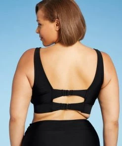 Top 10 🔥 Women's Plus Size Square Neck Scoop Bikini Top - Kona Sol™ Black 🔥