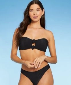 Flash Sale ❤️ Women's Ribbed Knot-Front Bandeau Bikini Top - Shade & Shore™ Black 🔔 33 Flash Sale ❤️ Women's Ribbed Knot-Front Bandeau Bikini Top - Shade & Shore™ Black 🔔 -Swimsuits Official Site unnamed file 3780