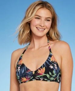 Best Sale 😍 Women's Twist-Front Halter Bikini Top - Kona Sol™ Black 🛒 -Swimsuits Official Site unnamed file 3874