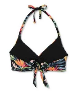 Best Sale 😍 Women's Twist-Front Halter Bikini Top - Kona Sol™ Black 🛒 -Swimsuits Official Site unnamed file 3878