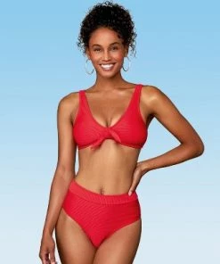 Brand new 🌟 Women's Red Bowknot Bikini Sets Mid Rise Ribbed Bathing Suits-Cupshe ✔️ -Swimsuits Official Site unnamed file 389