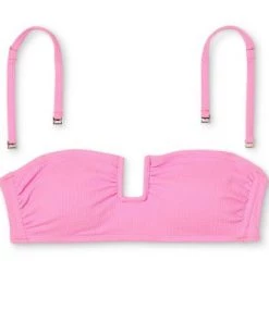 Best deal 💯 Juniors' Textured U-Wire Bandeau Bikini Top - Xhilaration™ Pink 😀 -Swimsuits Official Site unnamed file 3958