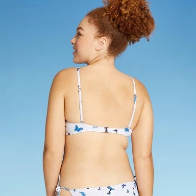 Cheapest š Juniors' Ribbed Bralette Bikini Top - Xhilaration⢠Blue Butterfly Print ⨠6 Cheapest š Juniors' Ribbed Bralette Bikini Top - Xhilaration⢠Blue Butterfly Print ⨠- Image 4