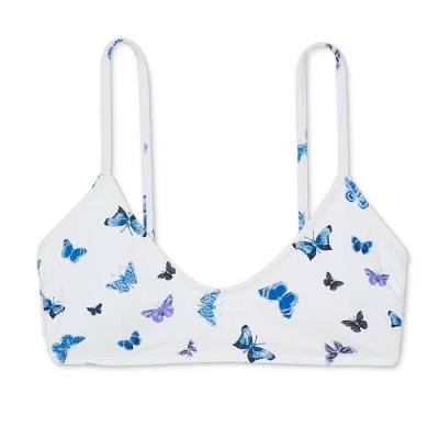 Cheapest š Juniors' Ribbed Bralette Bikini Top - Xhilaration⢠Blue Butterfly Print ⨠7 Cheapest š Juniors' Ribbed Bralette Bikini Top - Xhilaration⢠Blue Butterfly Print ⨠- Image 5