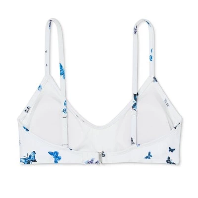 Cheapest š Juniors' Ribbed Bralette Bikini Top - Xhilaration⢠Blue Butterfly Print ⨠8 Cheapest š Juniors' Ribbed Bralette Bikini Top - Xhilaration⢠Blue Butterfly Print ⨠- Image 6