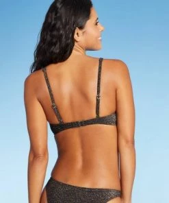 Promo 👏 Juniors' Metallic Bralette Bikini Top - Xhilaration™ Black 🌟