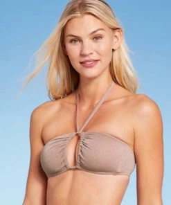 Top 10 🎉 Women's Triangle Halter Bikini Top - Shade & Shore™ Light Mauve Lurex 🛒 -Swimsuits Official Site unnamed file 4006