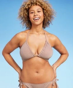 Top 10 🎉 Women's Triangle Halter Bikini Top - Shade & Shore™ Light Mauve Lurex 🛒 -Swimsuits Official Site unnamed file 4007