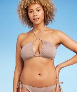 Top 10 🎉 Women's Triangle Halter Bikini Top - Shade & Shore™ Light Mauve Lurex 🛒 -Swimsuits Official Site unnamed file 4009