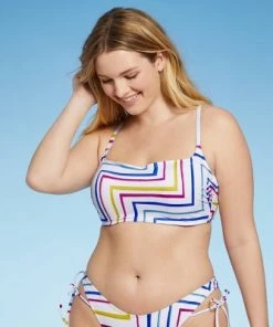 Best Sale 🧨 Women's Light Lift Square Neck Bralette Bikini Top - Shade & Shore™ Multi Stripe 💯 -Swimsuits Official Site unnamed file 4019
