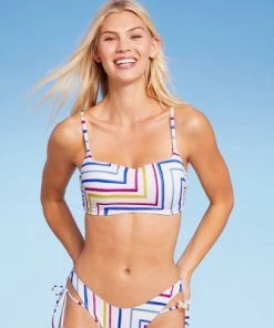 Best Sale 🧨 Women's Light Lift Square Neck Bralette Bikini Top - Shade & Shore™ Multi Stripe 💯 -Swimsuits Official Site unnamed file 4030