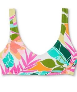 Outlet ⭐ Juniors' Ribbed Bralette Bikini Top - Xhilaration™ Multi Tropical Print 💯 -Swimsuits Official Site unnamed file 4043