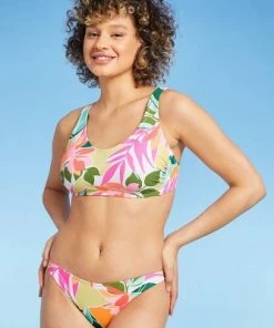 Outlet ⭐ Juniors' Ribbed Bralette Bikini Top - Xhilaration™ Multi Tropical Print 💯 -Swimsuits Official Site unnamed file 4050
