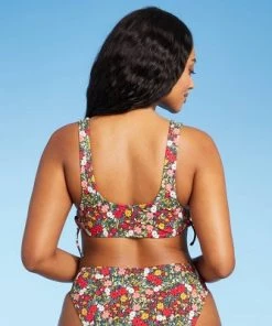 Flash Sale ⭐ Juniors' Ribbed Tunneled Side-Tie Bralette Bikini Top - Xhilaration™ Multi Floral Print ❤️ -Swimsuits Official Site unnamed file 4082