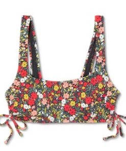 Flash Sale ⭐ Juniors' Ribbed Tunneled Side-Tie Bralette Bikini Top - Xhilaration™ Multi Floral Print ❤️ -Swimsuits Official Site unnamed file 4083