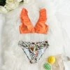 Best Sale ⭐ Women's Orange Ruffle Bikini with Floral Bottom - Cupshe 🔔 -Swimsuits Official Site unnamed file 414