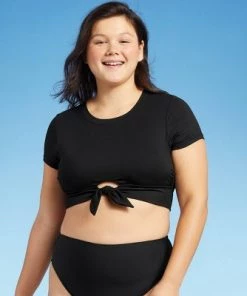 Cheap ✔️ Women's Crop Pique Bikini Top - Sea Angel Black ⭐ -Swimsuits Official Site unnamed file 4167