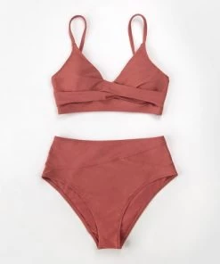 Buy 🎉 Women's Red Twist High-Waist Bikini - Cupshe 😀