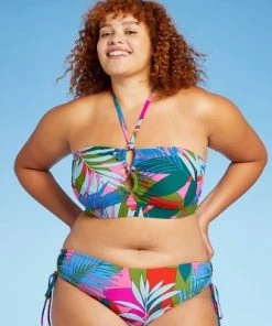 Buy 🧨 Juniors' Lace-Up Halter Longline Bandeau Bikini Top - Xhilaration™ Multi Tropical Print ❤️ -Swimsuits Official Site unnamed file 4210