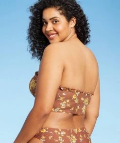 Buy 🌟 Juniors' Smocked Ruffle Bandeau Bikini Top - Xhilaration™ Multi Floral Print ⭐ -Swimsuits Official Site unnamed file 4221