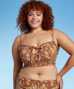 Buy 🌟 Juniors' Smocked Ruffle Bandeau Bikini Top - Xhilaration™ Multi Floral Print ⭐ -Swimsuits Official Site unnamed file 4229