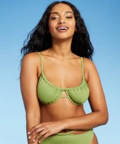Deals 🎉 Juniors' Tunneled Ribbed Underwire Bikini Top - Xhilaration™ Olive Green 🎉 -Swimsuits Official Site unnamed file 4235
