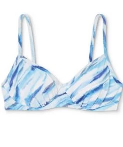 Brand new 🔥 Women's Ribbed Bralette Bikini Top - Shade & Shore™ Blue Tie-Dye ⌛ -Swimsuits Official Site unnamed file 4255