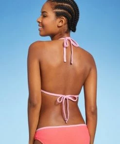 Outlet 🤩 Juniors' Terry Triangle Bikini Top - Xhilaration™ Multi Blue & Lime Green ⌛