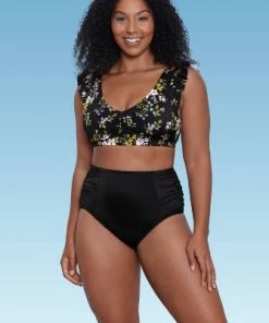 Top 10 🌟 Women's Slimming Control Ruffle Shoulder Bikini Top - Beach Betty by Miracle Brands Black 🔔 -Swimsuits Official Site unnamed file 4337