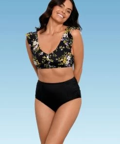 Top 10 🌟 Women's Slimming Control Ruffle Shoulder Bikini Top - Beach Betty by Miracle Brands Black 🔔 -Swimsuits Official Site unnamed file 4341