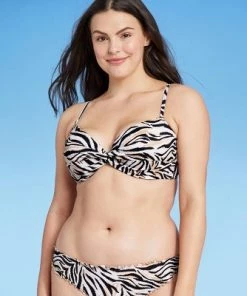 Cheapest 🔔 Women's Light Lift Twist-Front Bralette Bikini Top - Shade & Shore™ Zebra Print 🌟 -Swimsuits Official Site unnamed file 4346