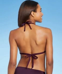 Promo 🧨 Women's Double Strap Triangle Bikini Top - Kona Sol™ Atlantic Burgundy 🌟