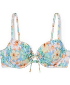 Budget ❤️ Women's Lightly Lined Ruffle Detail Tie-Front Bikini Top - Shade & Shore™ Light Blue Floral 😀 -Swimsuits Official Site unnamed file 4395