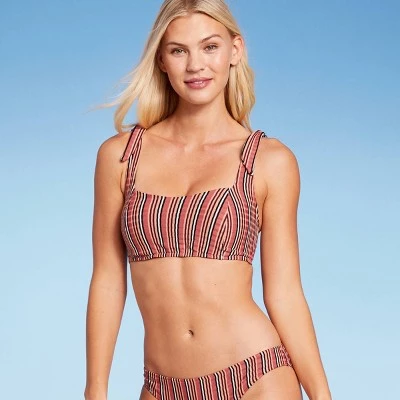 New 🧨 Women's Light Lift Square Neck Shoulder Tie Bralette Bikini Top - Shade & Shore™ Multi Stripe 🔔 21 New 🧨 Women's Light Lift Square Neck Shoulder Tie Bralette Bikini Top - Shade & Shore™ Multi Stripe 🔔 - Image 19