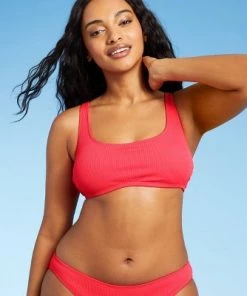 Buy ⭐ Juniors' Textured Ring Back Bralette Bikini Top - Xhilaration™ Neon Pink 🔔 -Swimsuits Official Site unnamed file 4451