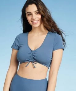 Discount ✨ Women's Tunnel Front Sleeve Bikini Top - Kona Sol™ Mudstone Blue 😀 -Swimsuits Official Site unnamed file 4466