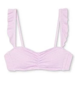 Outlet 🔥 Juniors' Textured Ruffle Shoulder Bralette Bikini Top - Xhilaration™ Lavender Stripe ❤️ -Swimsuits Official Site unnamed file 4487