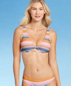 Brand new 🎉 Women's Keyhole Bralette Bikini Top - Shade & Shore™ Multi Stripe 🔔 -Swimsuits Official Site unnamed file 4496
