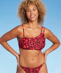 Buy 🔥 Women's Strappy One Shoulder Bikini Top - Shade & Shore™ Red Animal Print ✨ -Swimsuits Official Site unnamed file 4520