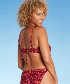 Buy 🔥 Women's Strappy One Shoulder Bikini Top - Shade & Shore™ Red Animal Print ✨ -Swimsuits Official Site unnamed file 4521